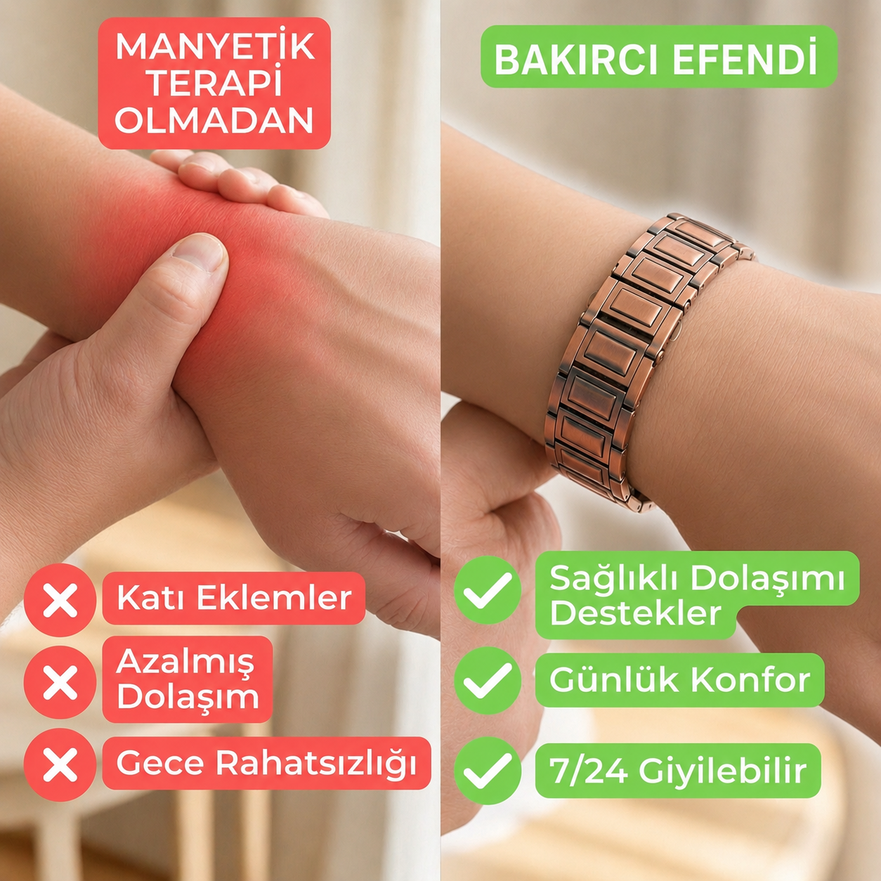 Bakırcı Efendi™ – Yüksek Manyetik Etkili Saf Bakır Erkek Bilekliği