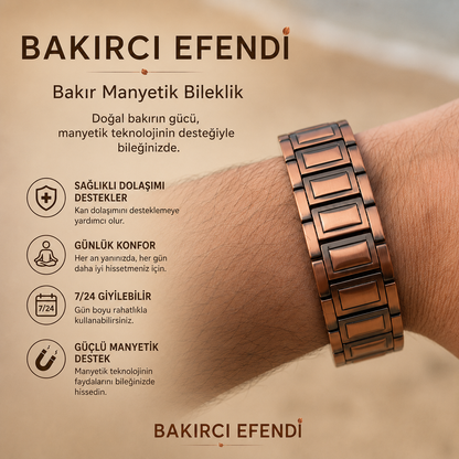 Bakırcı Efendi™ – Yüksek Manyetik Etkili Saf Bakır Erkek Bilekliği