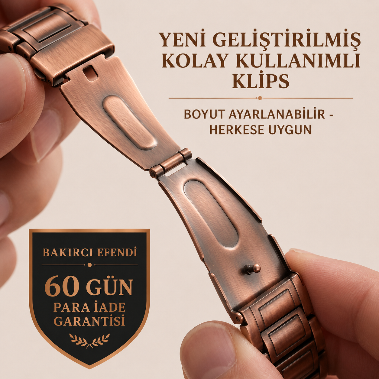 Bakırcı Efendi™ – Yüksek Manyetik Etkili Saf Bakır Erkek Bilekliği