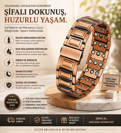 Bakırcı Efendi™ – Yüksek Manyetik Etkili Saf Bakır Erkek Bilekliği