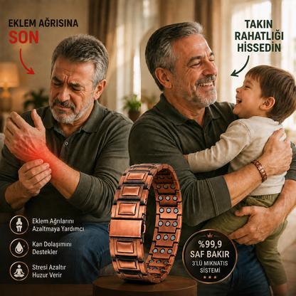 Bakırcı Efendi™ – Yüksek Manyetik Etkili Saf Bakır Erkek Bilekliği
